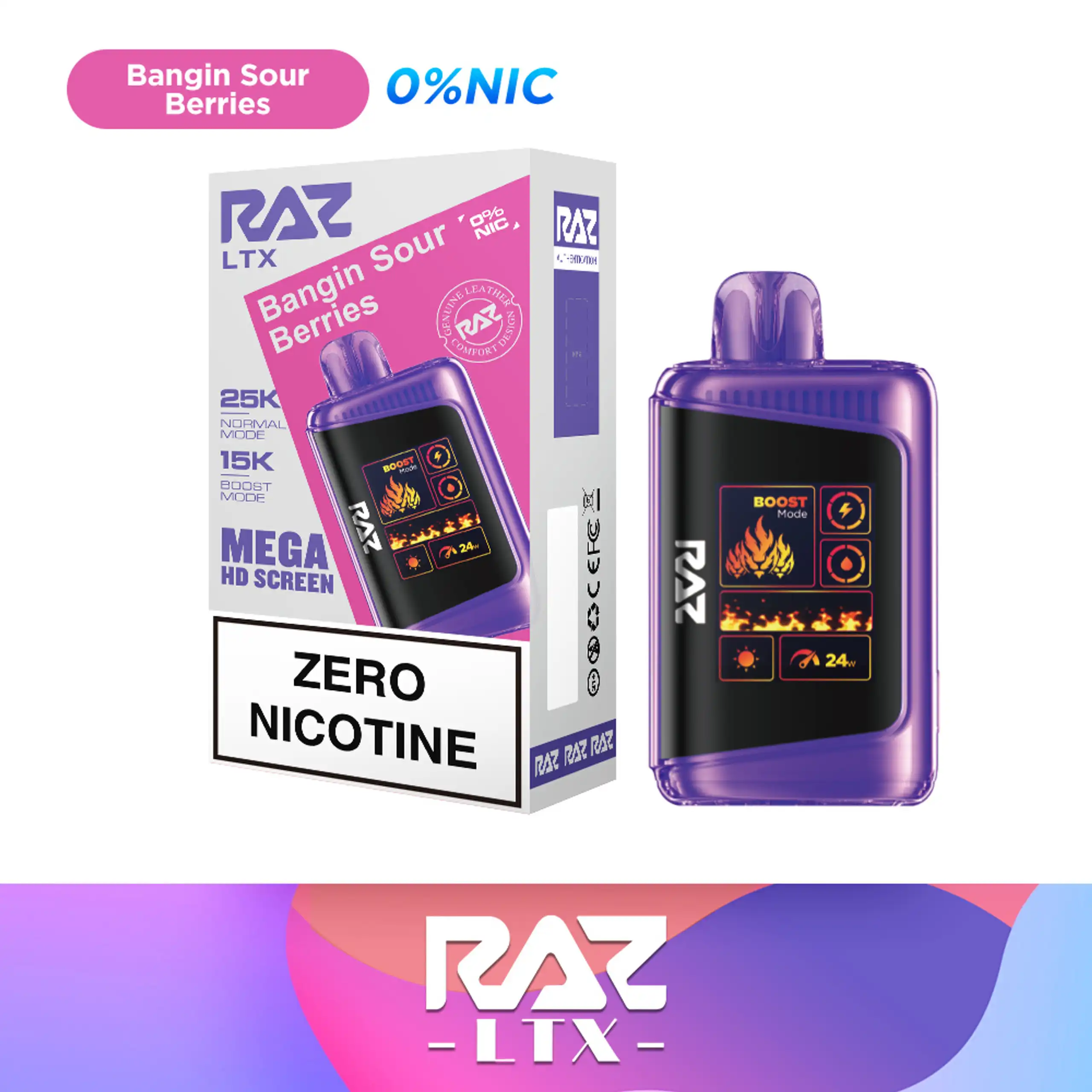 RAZ DC25000 Bangin Sour Berries (Zero Nicotine) disposable vape