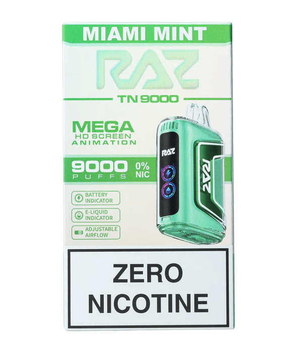 RAZ TN9000 Miami Mint (Zero Nicotine) disposable vape