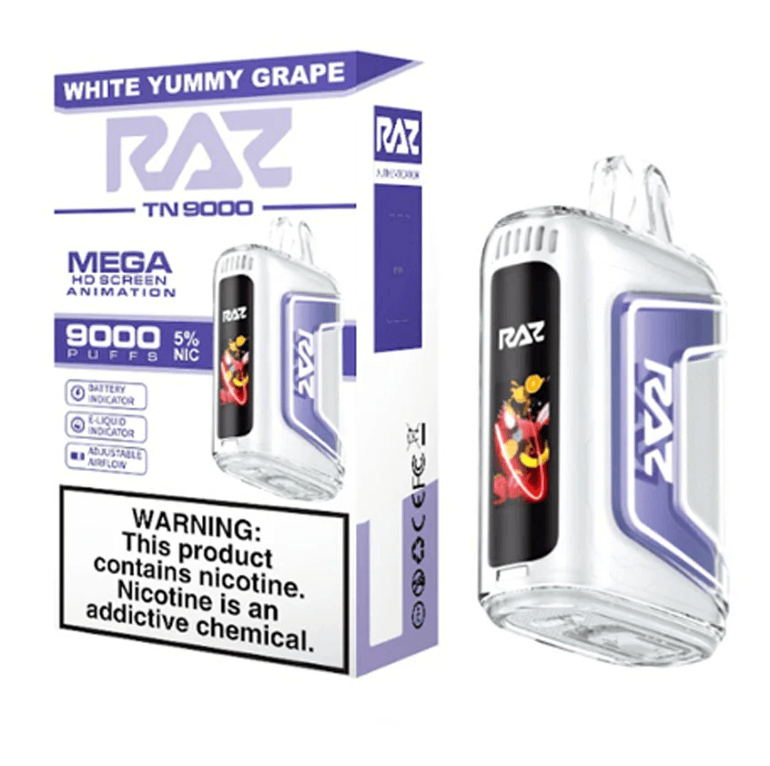 RAZ TN9000 White Gummy Grape disposable vape